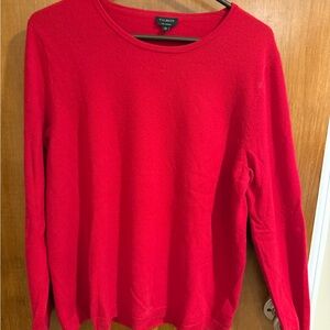 Talbots Red cashmere Crew Neck Sweater Vibrant Knit Design
